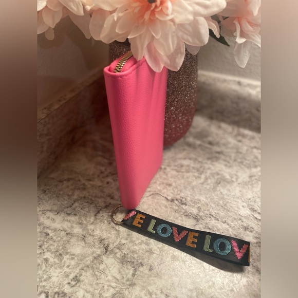 Pink Love Vegan Leather Wristlet - Picture 3 of 6